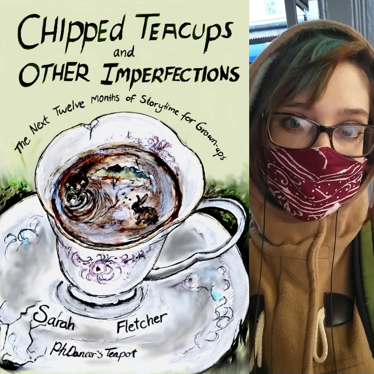 PhDancersTeapot's tweet photo. Mostly-covered face of someone who just uploaded the next Storytime collection to @BlurbBooks, off to @dArtCentre to tutor the first Doodlers Club in a while! Books should be with Aussies in time for Xmas ❤️ If I held a virtual book launch Zoom the first wknd in Jan, who'd be in? https://t.co/8BZ5564ucN