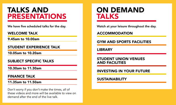 UniofStaffs's tweet photo. Feel rushed? Don't worry we have planned everything out so you have time to see everything!
#StaffsVirtualOpenDay https://t.co/o5S28VPbKi
