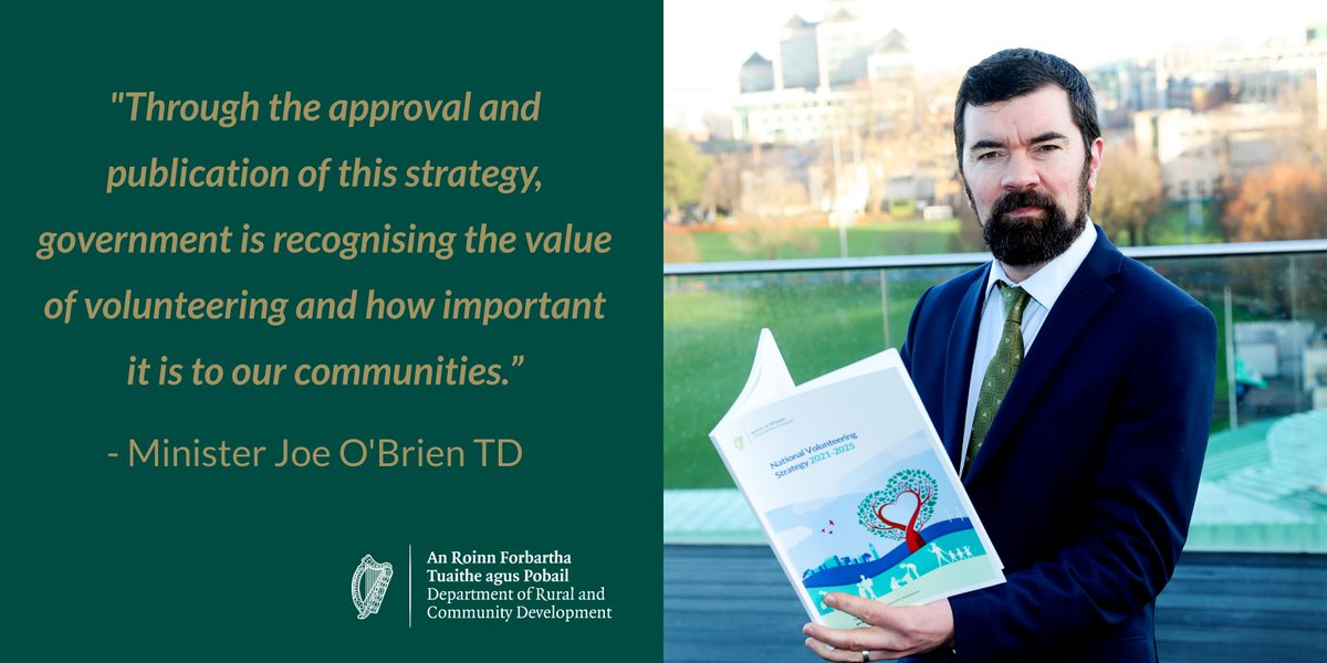 Today, on International Volunteering Day, Minister <a href="/joefingalgreen/">Joe O'Brien</a> launches Ireland's first National Volunteering Strategy 2021-2025. 

This is a whole-of-government framework to support the voluntary sector.

#IVD2020 #TogetherWeCan

Read more &gt; gov.ie/en/press-relea…