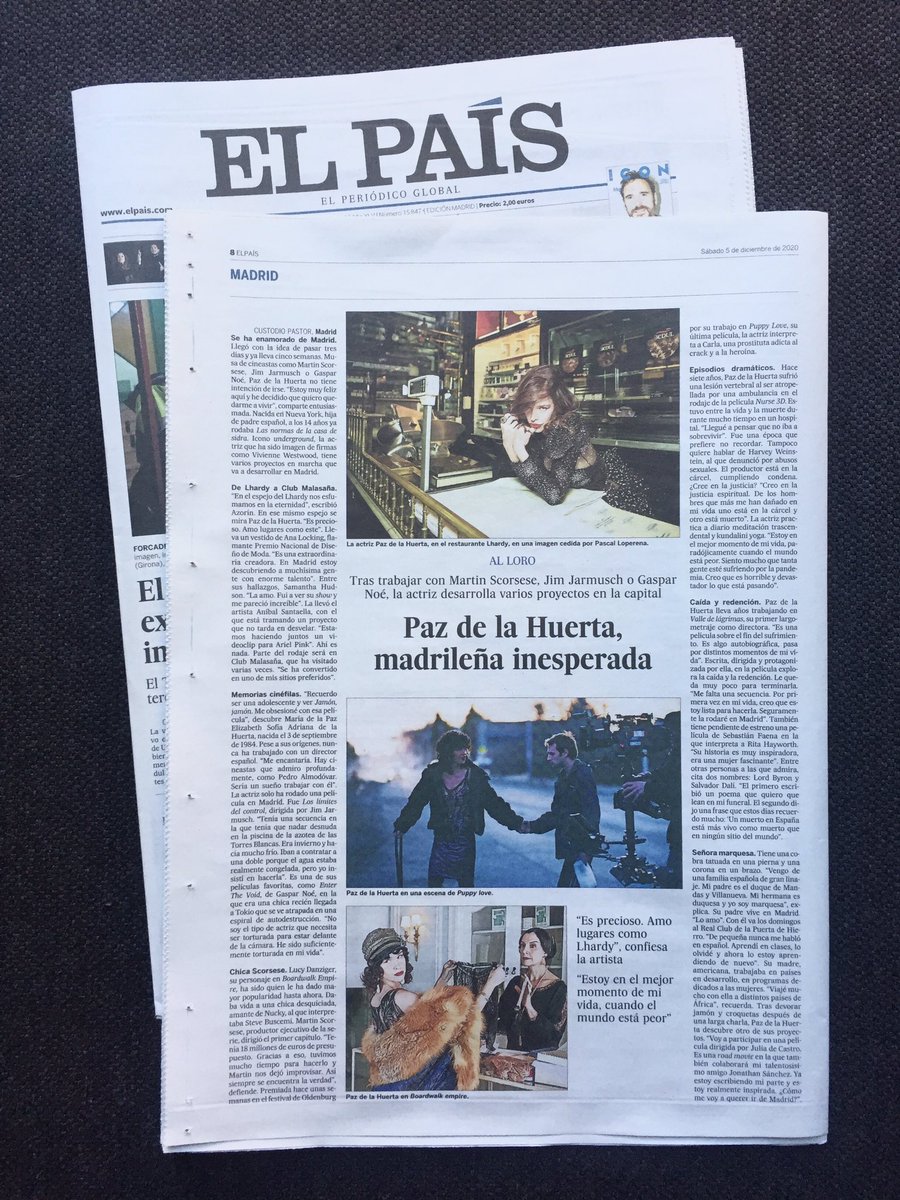 Paz de la Huerta, madrileña inesperada. Llegó con la idea de pasar tres días y ya lleva cinco semanas en Madrid. Hablamos de todo en Lhardy. elpais.com/espana/madrid/…