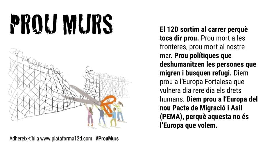 CGTBarcelona's tweet image. La @CGTBarcelona ens adherim a la @Plataforma12D
📢El 12D sortirem al carrer perquè #TocaDirProu a l’€uropa Fortalesa que deshumanitza i explota les persones que migren #DemuntemElPacte #ViesLegalsiSegures #RegularitzacióxTotes #NoAlPacteMur #DretsIDignitatXTotes