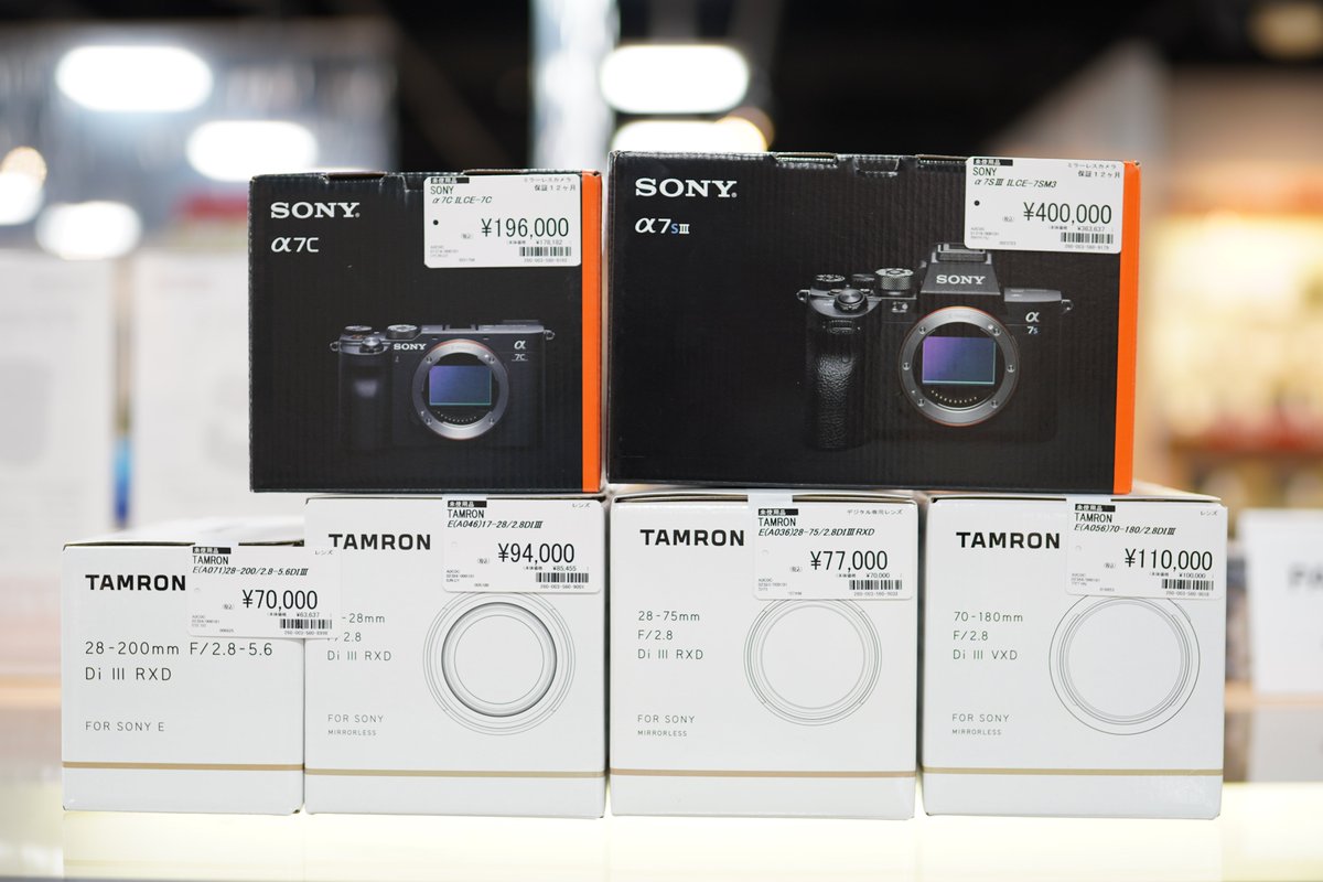 komehyocamera's tweet photo. ソニーEマウントの未使用品がたくさん入荷しております！
#コメ兵
#カメラ
#大須
#ソニー
#タムロン
#ミラーレス
#フルサイズ
#7S3
#7SIII
#ILCE7SM3 https://t.co/D13Wvk33GK