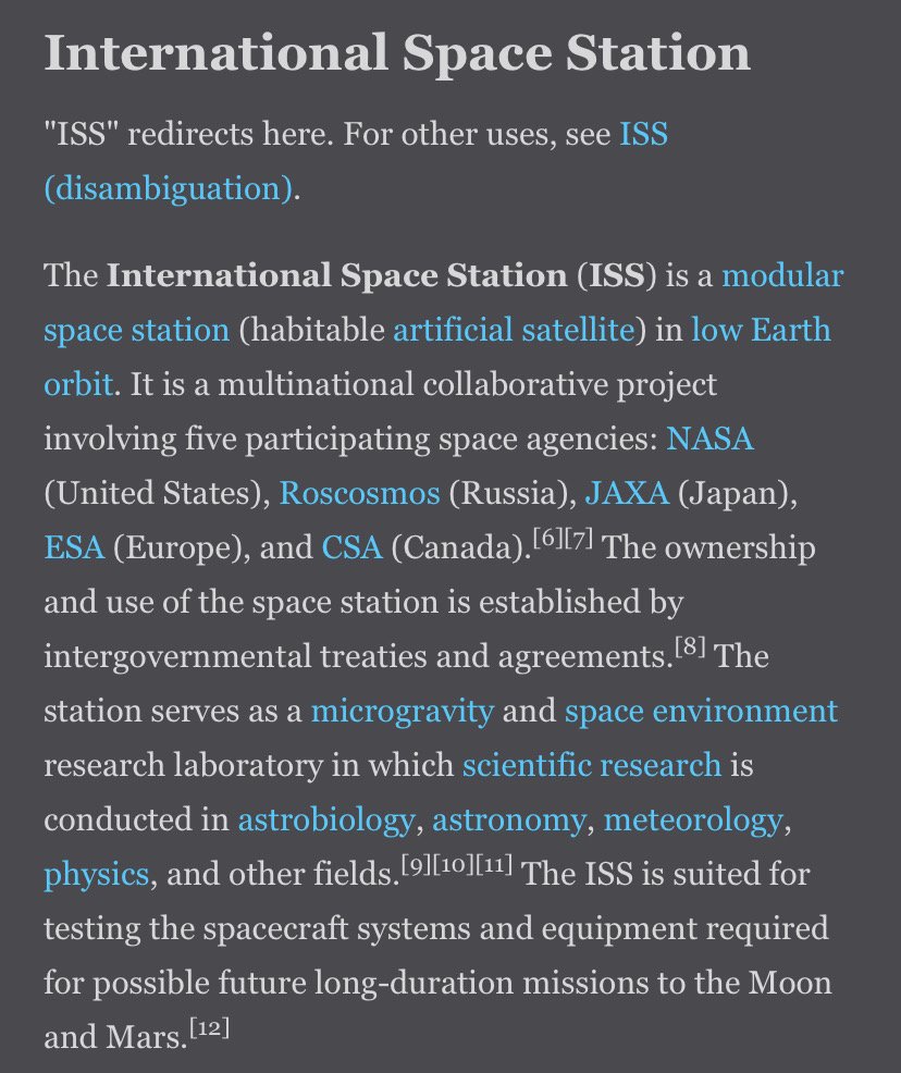 12/ Given the ISS is a collaboration involving the US, Russia, Japan, Europe, and Canada, and several nations have visited the station, what's really going on there? Interestingly, the first long term resident arrived less than a year prior to the 9/11.
