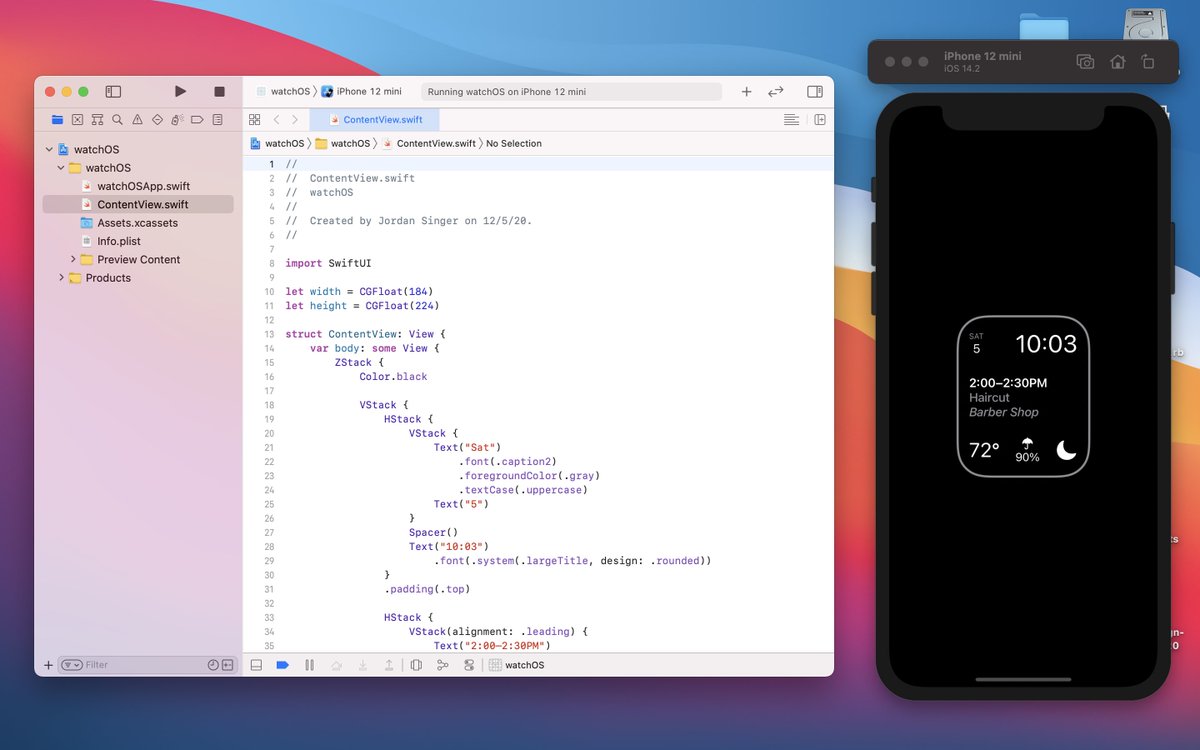 jsngr's tweet image. SwiftUI challenge: recreate your Apple Watch face.

Code → github.com/jordansinger/a…