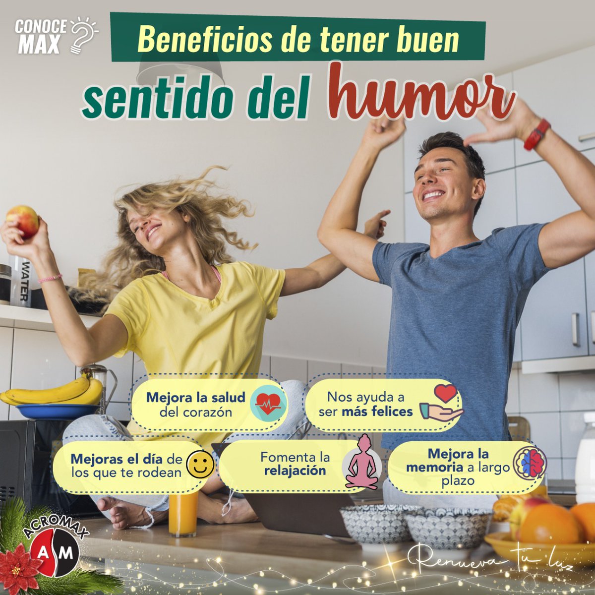 AcromaxEcuador's tweet photo. 😁Tener sentido del humor no solo es bueno para nuestras interacciones sociales, sino que nos ayuda también a gozar de una mejor salud, ya que reír libera tensiones. 😬
#ConoceMax #Reir #Salud #Humor #SuSaludNosMueve https://t.co/xkdnBTaLDi