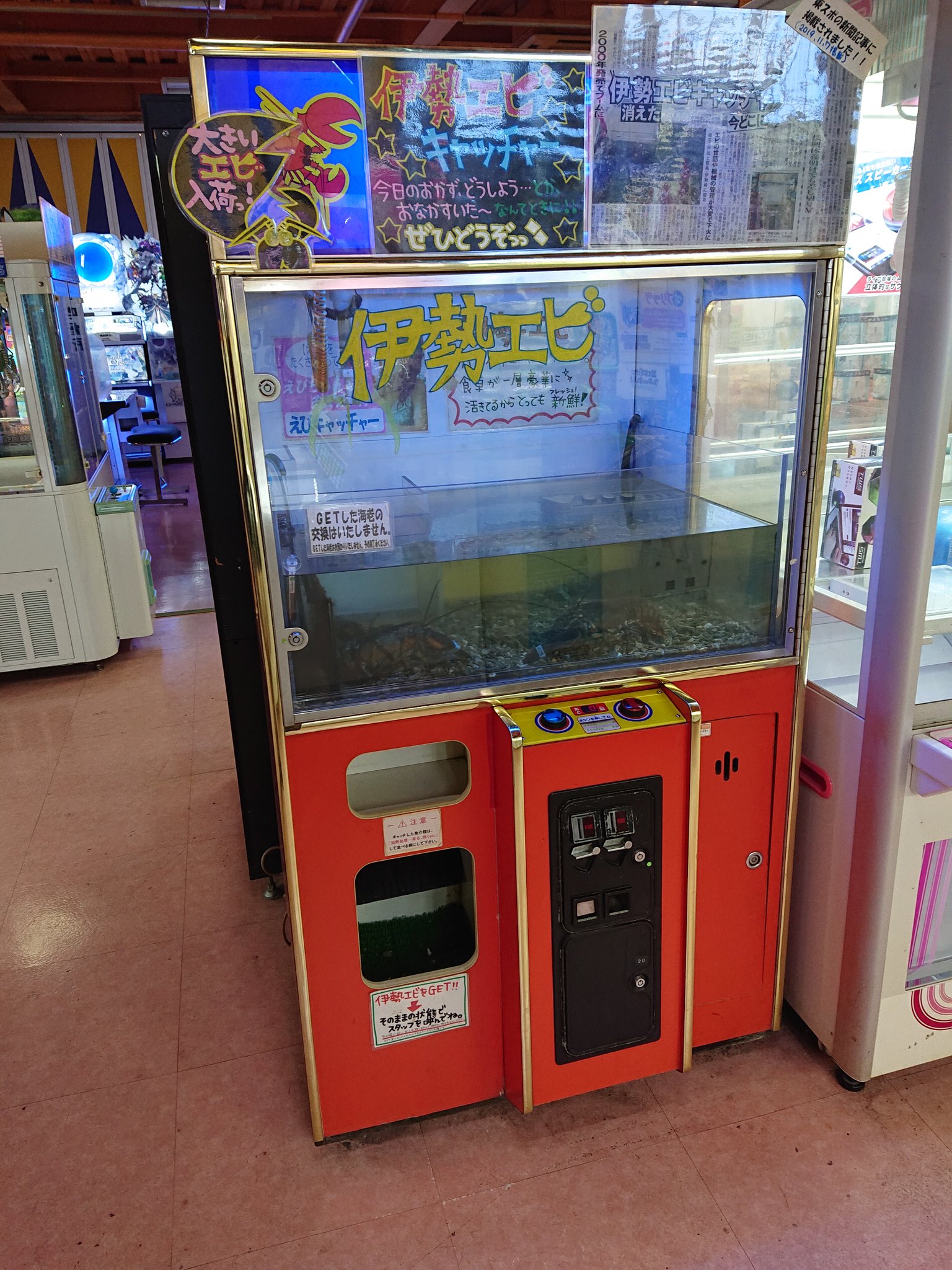 雑貨屋route129店長 12 1の写真 伊勢崎市の万代書店の通りには ゲームセンター 三ヶ所 ゲームコーナーが一ヶ所 その中でも摩訶不思議な ゲームセンターが ゲームセンター クレーンゲーム 伊勢海老キャッチャー ゲーム脳 映画脳 群馬県