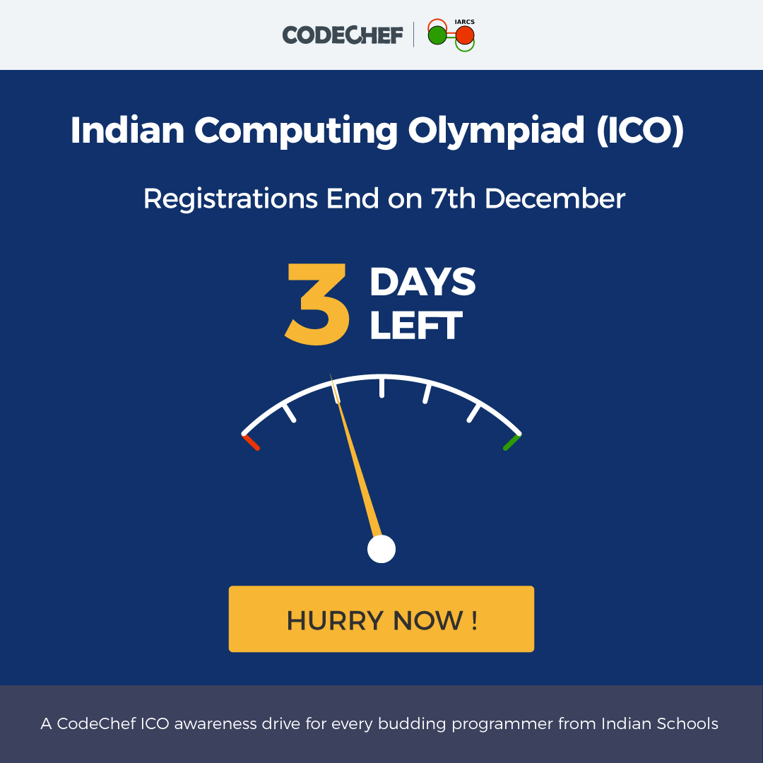 codechef's tweet photo. The fact that you aren’t where you want to be, should be enough motivation.
Spread the word & encourage students to aim for an IOI Medal. Win ICO and represent India at IOI 2021. Register Here: https://t.co/k8aTq3b8Jk
#GoForGold #CodeChef #programming #CodeChefForSchools https://t.co/V6ilHbmQpB