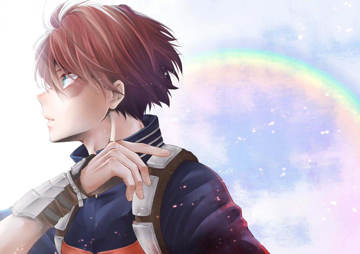 todoroki shouto 1boy red hair male focus burn scar scar scar on face solo  illustration images