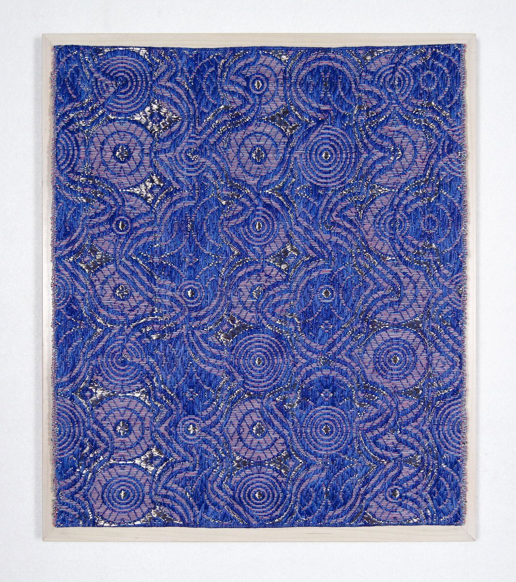 Hammond Harkins Janice Lessman Moss Dancing With The Distance Xvi 484 E Linen Waxed Linen Wire Painted Warp Digital Jacquard Hand Woven Tc2 Loom With Pickled Maple Mount 16 X