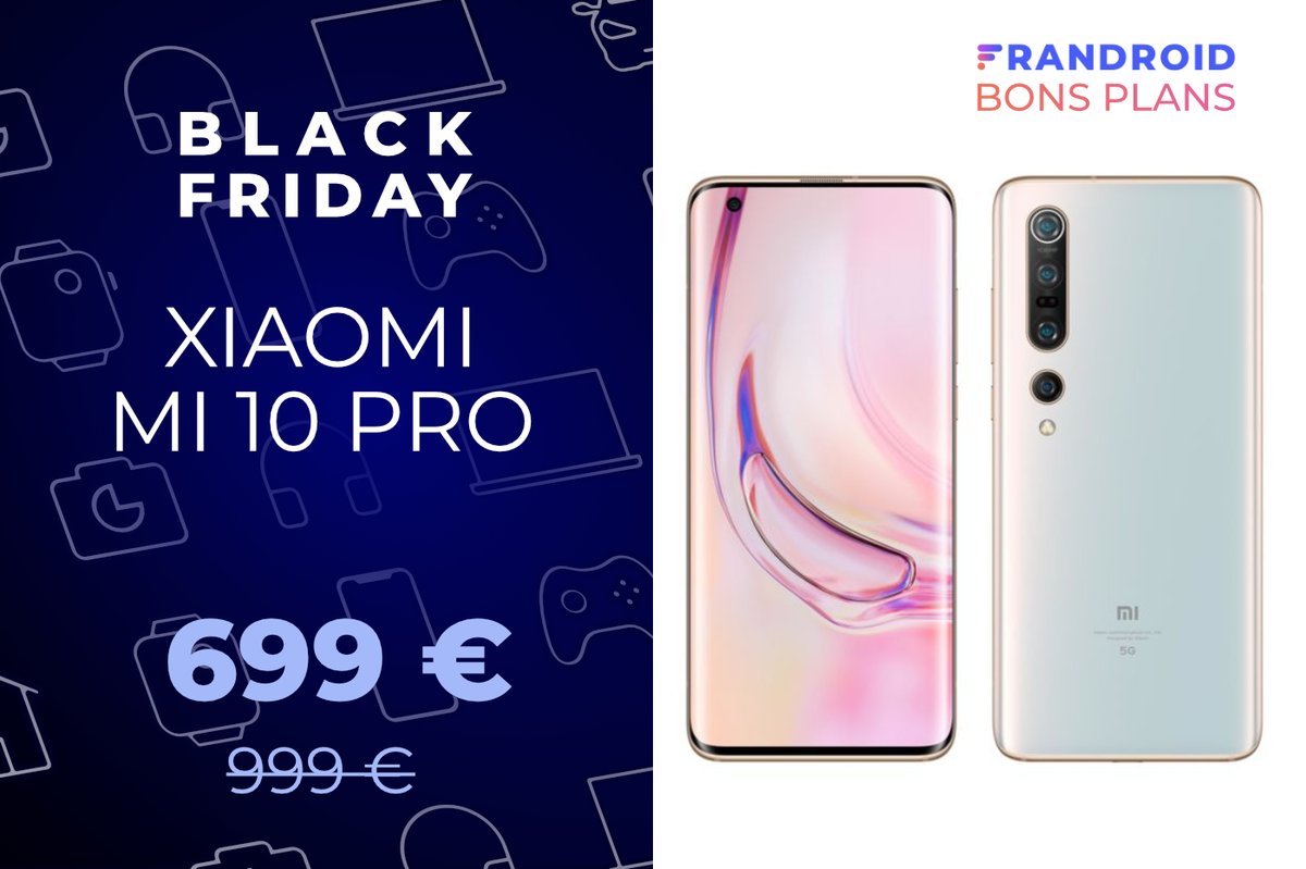 Frandroid's tweet photo. Le Xiaomi Mi 10 Pro est le smartphone qui a fait gronder les fans de la marque, à cause d’un tarif jugé excessif. Ce n'est sûrement plus le cas avec une réduction de 300 € pour le #BlackFriday 🔥👉 https://t.co/UcGGcXjn80 #FrandroidBlackFriday https://t.co/FspMh0l0TD