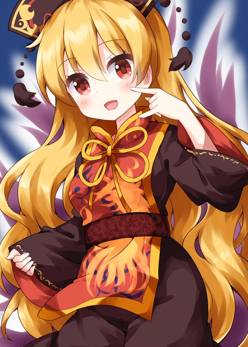 junko (touhou) 1girl solo long hair open mouth red eyes dress blonde hair  illustration images