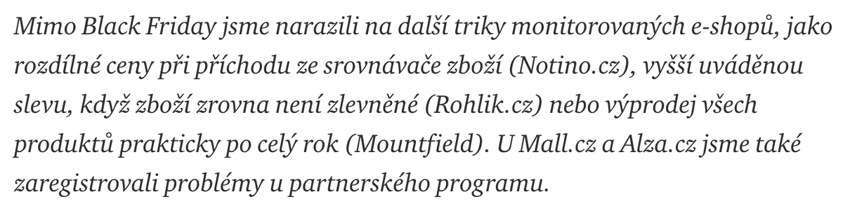 #AnalýzaHlídače Bohužel manipulace s cenami a slevami se netýkala jen Black Friday. Našli jsme další praktiky, na které je třeba dát si pozor.
