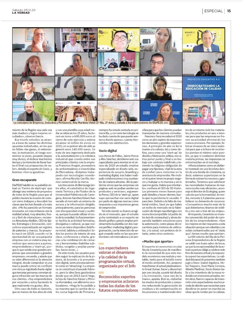 ArmadaAlvaro's tweet photo. Algunos de los ponentes del #DIAPE20 como Nicolás Cerantola @Ecologing, @CrisAlcazar @NachoTomas y @jcgmrt @Ceeict, y también varias startups participantes como @BemyVega @geniotic o @Ipitec_ES nos cuentan su experiencia en el evento. https://t.co/cErLG4uUeR