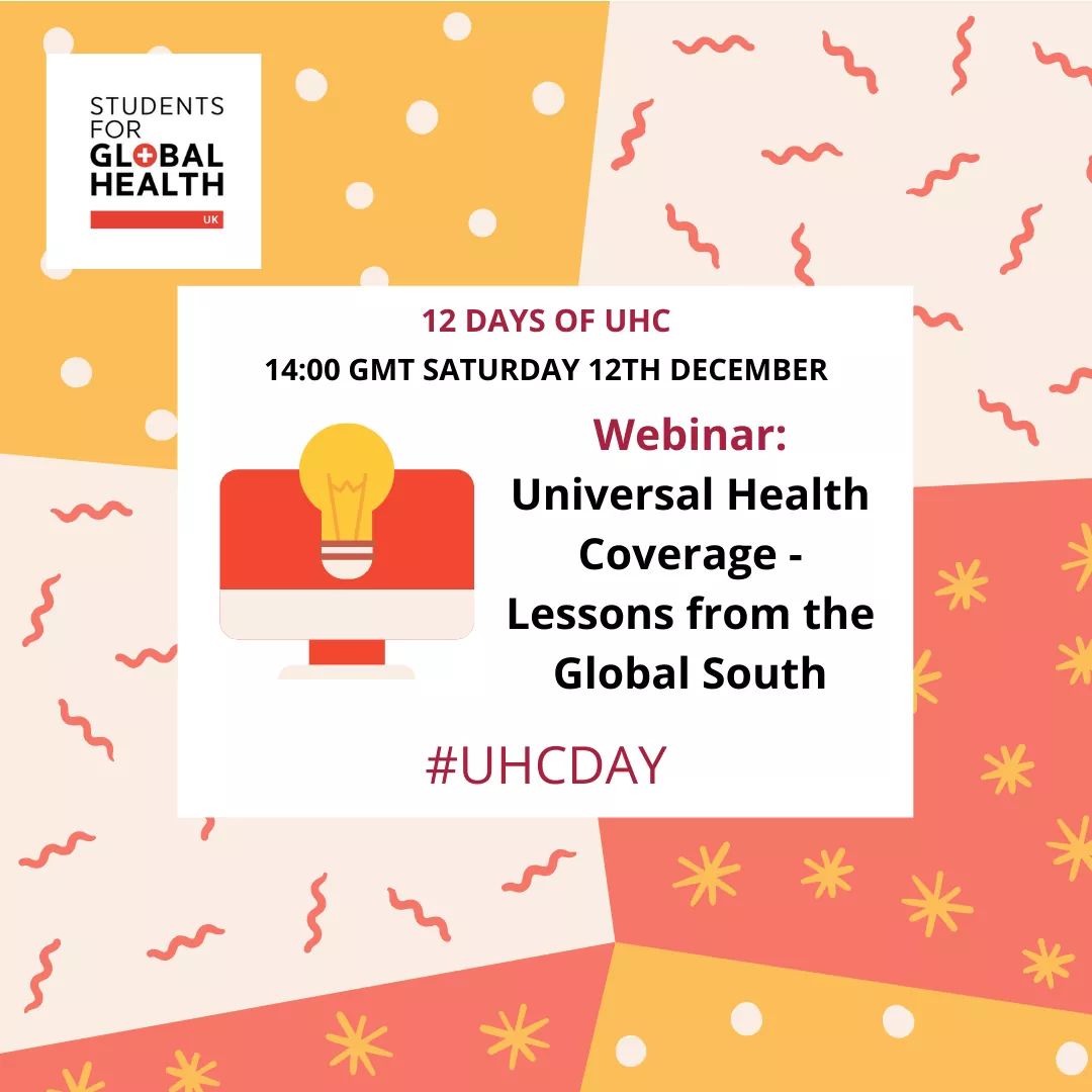 To celebrate our #12DaysofUHC campaign, we invite you all to our webinar 'Universal Health Coverage: Lessons from the Global South' on 12.12.2020 at 14:00GMT.

Check out our facebook event to register: fb.me/e/h23jK1wTZ 

#UHCDay
#globalhealthalocalissue