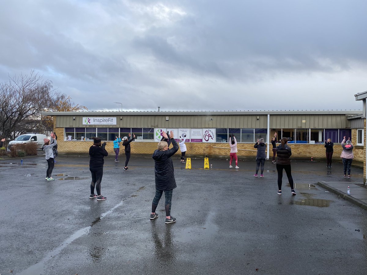 BigBajio's tweet photo. Absolute respect for these girls working out in the rain, happy to be together. #InspireFit #Zumba #MentalHealthMatters @LoveDunfermline @dunfermlinep @EddieMartin1885 https://t.co/18DoooLUDM