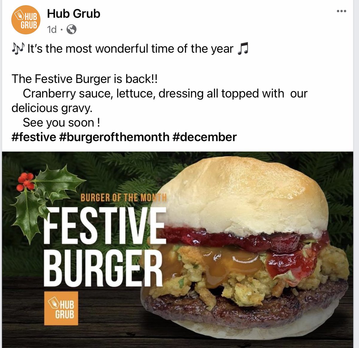 Today’s  #2020gratitudeEvery Dec my fav local burger joint has this banger of a burger. Had one last night for supper. It’s amazing. (Will I get my festive poutine as well this year? Maybe.)Yes, I had the cranberries on it.