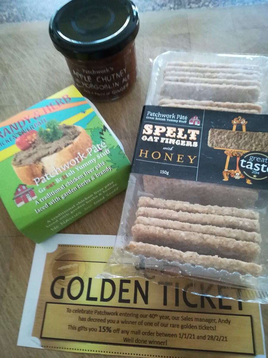IanM65's tweet image. #lovepatchwork Part of the eagerly awaited Christmas delivery from @patchworkfoods including free biscuits and a Golden Ticket. If you want one, you'll have to place an order at patchworkfoods.com   The pate is fantastic!