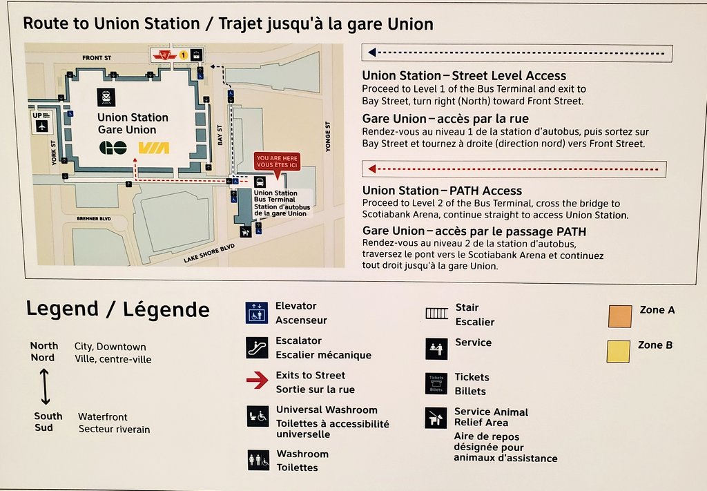 Wouldn't be a planner thread without a map picture. Wayfinding in the new  @GOtransitBus Union Station Terminal. Map designed by  @cityoftoronto cc  @BradMBradford  @bradrossTO  @GreggLintern  @CityPlanTO  #gotransit  @giulio_plans  @mikejcw