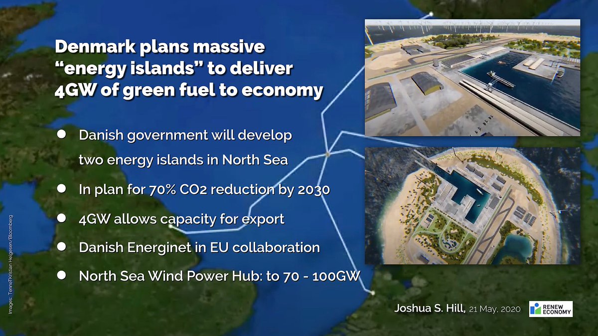 Denmark to be "first country in the world to begin a new era in the expansion of offshore wind with a paradigm shift from individual offshore wind farms to energy islands”, creating a foundation for thousands of green jobs, and enough for exports. https://reneweconomy.com.au/denmark-plans-massive-energy-islands-to-deliver-4gw-of-green-fuel-to-economy-25361/