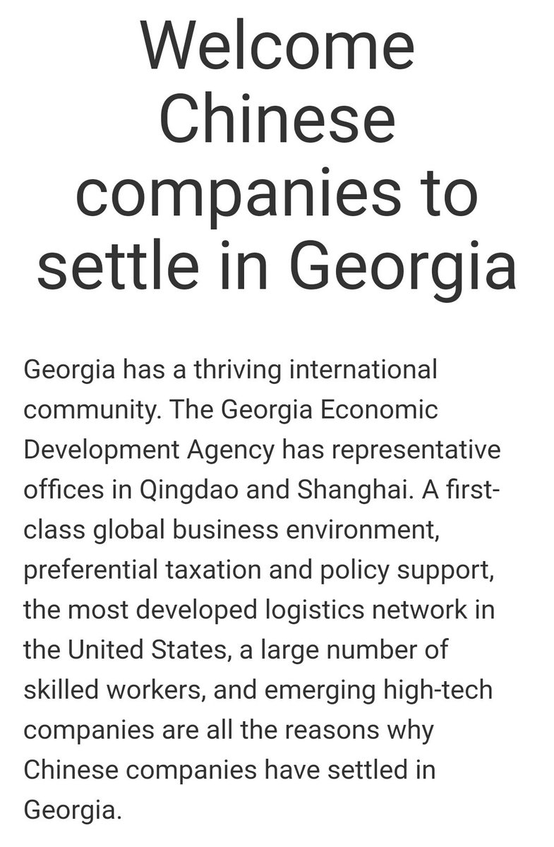 1. Georgia : China "China is a TOP source for imports and our 3rd largest exports market. We welcome thousands of Chinese visitors each year to the Peach State..." - Governor Brian Kemp