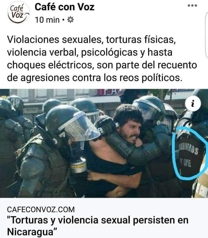 PoderRevolucio1's tweet photo. #Ahora. El colmo del cinismo, continuan las fakenews. Mientras el pueblo intenta recuperarse, este elemento detila veneno con foto de carabineros. 

"NUNCA MAS"

#DanielMiPresidente2021 
#nuncamas 
#Nicaragua 
#5deDiciembre https://t.co/pQtrRVjvFx