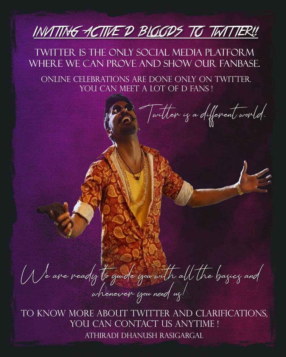 TeamODFC's tweet photo. Team @athiradida is inviting all active Instagram @dhanushkraja fans to Twitter !
☞ Soon you will meet some new Dhanush Fans here :)
#JagameThandhiram || #Karnan https://t.co/Go3BThfrmy