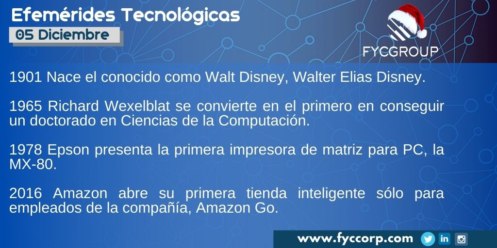 fycgroup's tweet photo. Tal día como hoy
#TalDíaComoHoy #UnDíaComoHoy #HistoriaTecnologia #HistoriaTecnologica #EfemeridesDiciembre #WaltDisney #WaltDisneyWorld #WalterEliasDisney
#RichardWexelblat #Epson #Mx80 #AmazonGo #SoftwareTesting #TeleTrabajo #AtencionRemota #FycGroup #Fyccorp #FYC https://t.co/axlVpj7jxb
