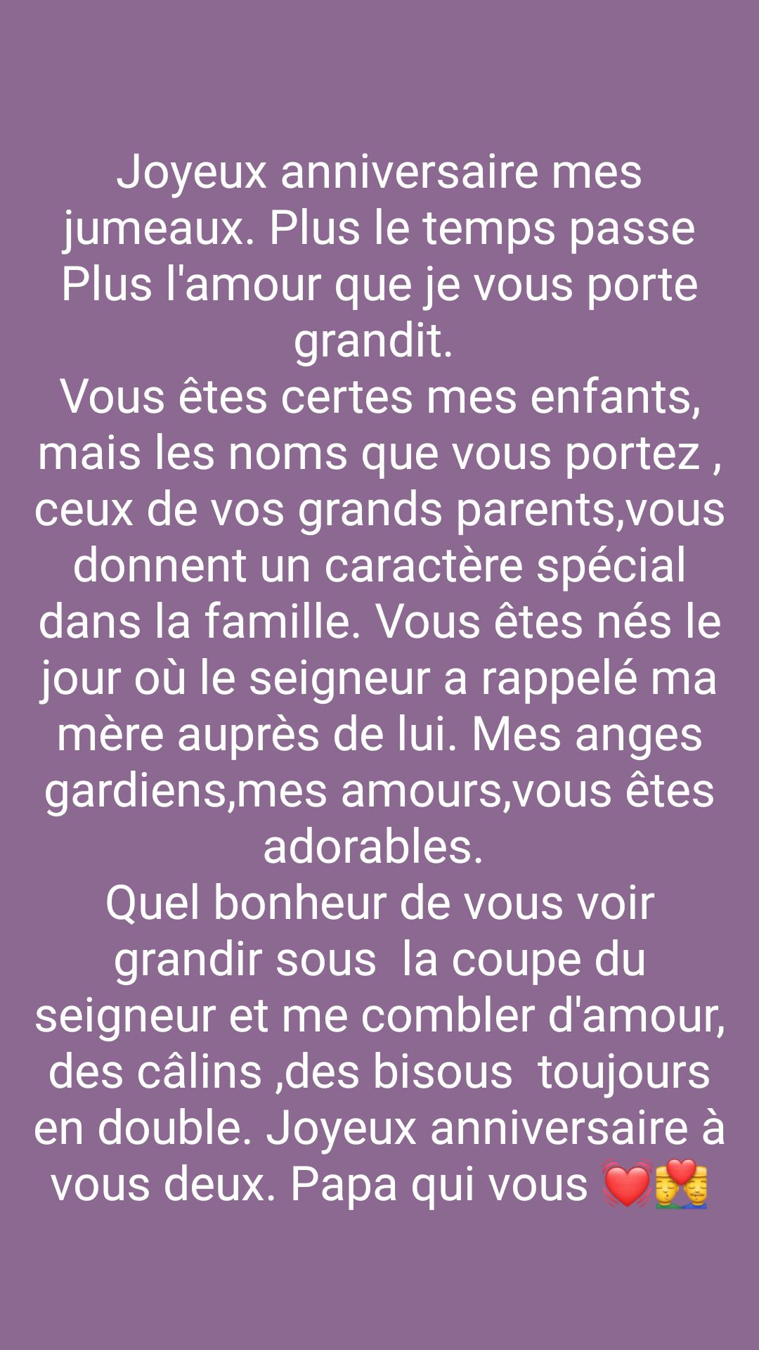 Philippe Evoloko K Cela Fait Douze Ans Que Vous Faites Vibrer La Maison Quel Bonheur De Recevoir Tout En Double Vous Etes Une Benediction Pour La Famille Je Vous Souhaite