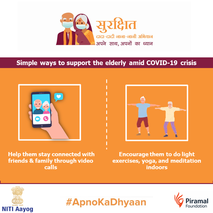 In these difficult times, senior citizens may feel lonelier and more isolated from others. Our assistance and care can help them feel connected, loved, and cared for. Let's ensure #ApnoKaDhyaan by following these easy ways!