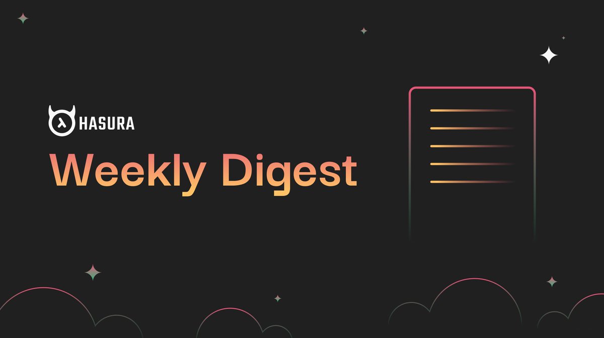 Hasura news & articles from the week:* Steps to secure a GraphQL API* Add observability to a GraphQL API with Hasura* Understand how Parser Combinators work* 3 new regions for Hasura Cloud* 5x performance boost when using Hasura VS. custom Koa + TypeORM API& more 