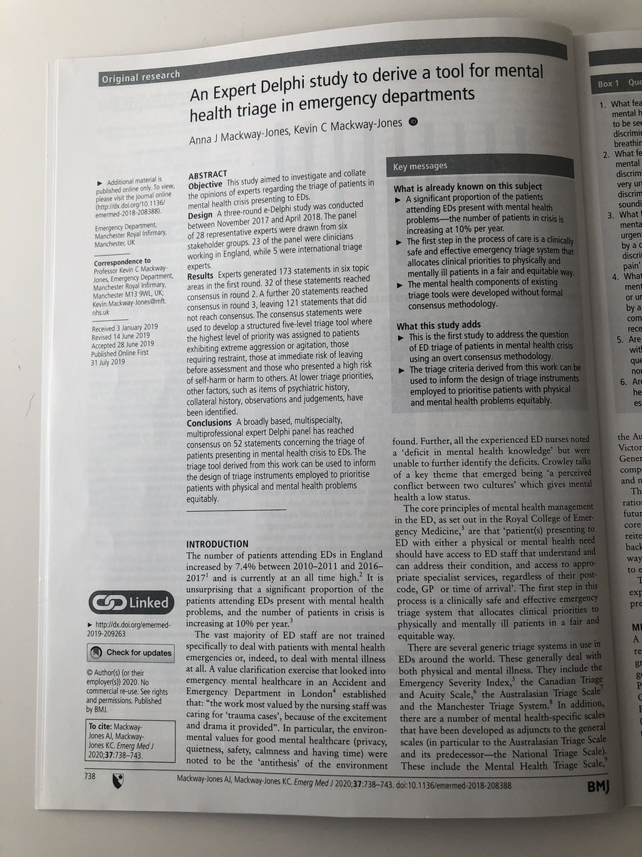 Hurray 🥳so excited to see my paper in print today. Evaluation in practice to start @MRI_ED in collaboration with @ARC_GM_ very soon #parityofesteem @sarah_annsankey @JillFindlay1 @MikeAllisonNHS @dawnpike20 @prof_briggs