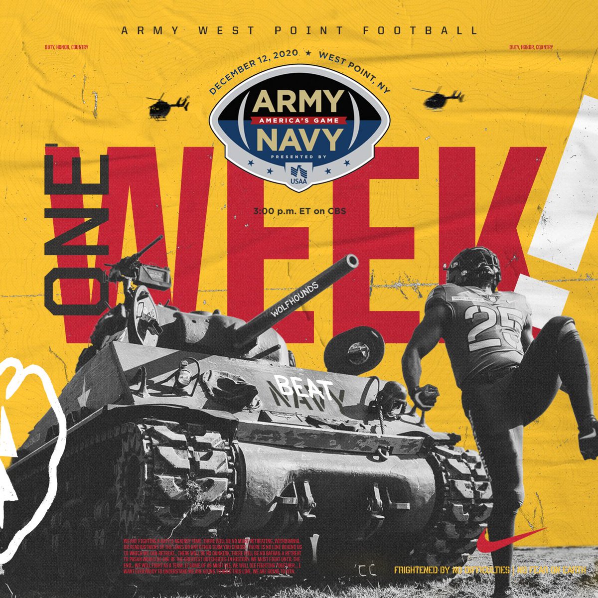 ArmyWP_Football's tweet photo. 7️⃣ days.

#GoArmy | #BEATnavy | #ArmyNavy https://t.co/vfeKKBf75p