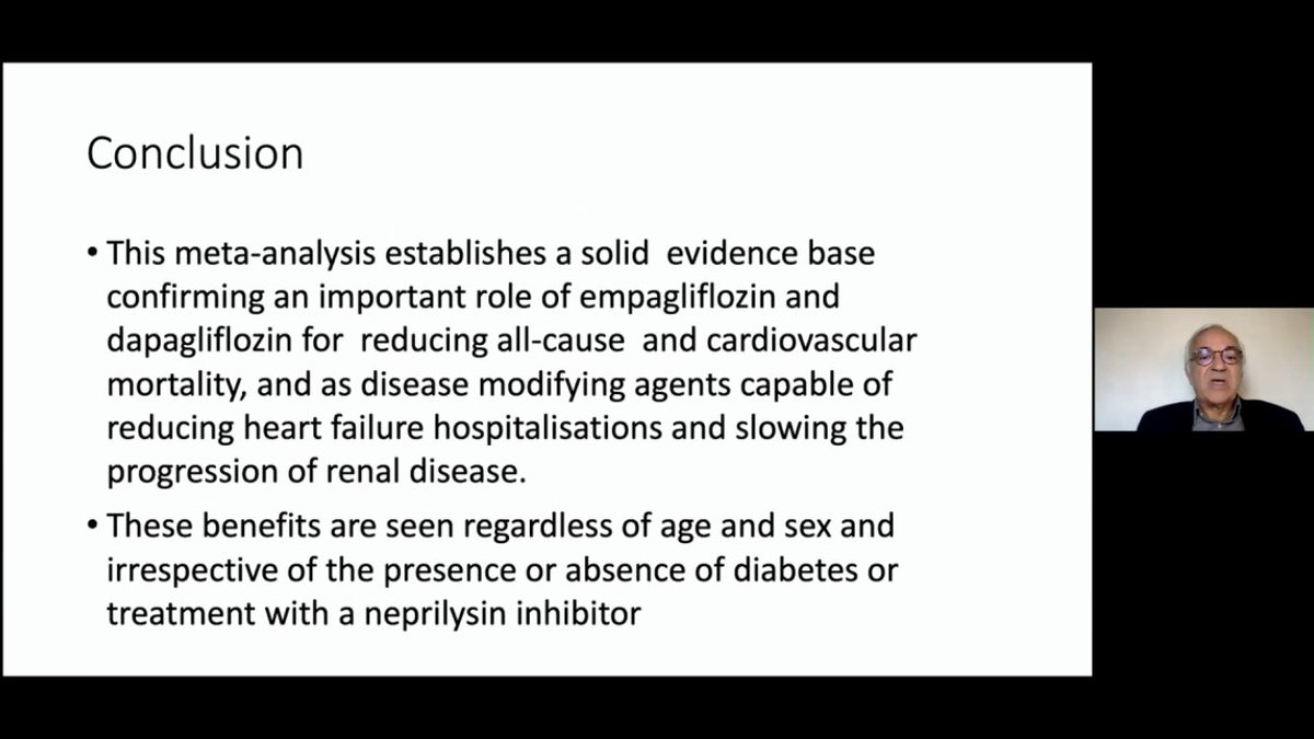 Conclusion slide by  @FaiezZANNAD talk on Meta-analysis of SGLT2I (Dapagliflozin and Empagliflozin) in HFrEF