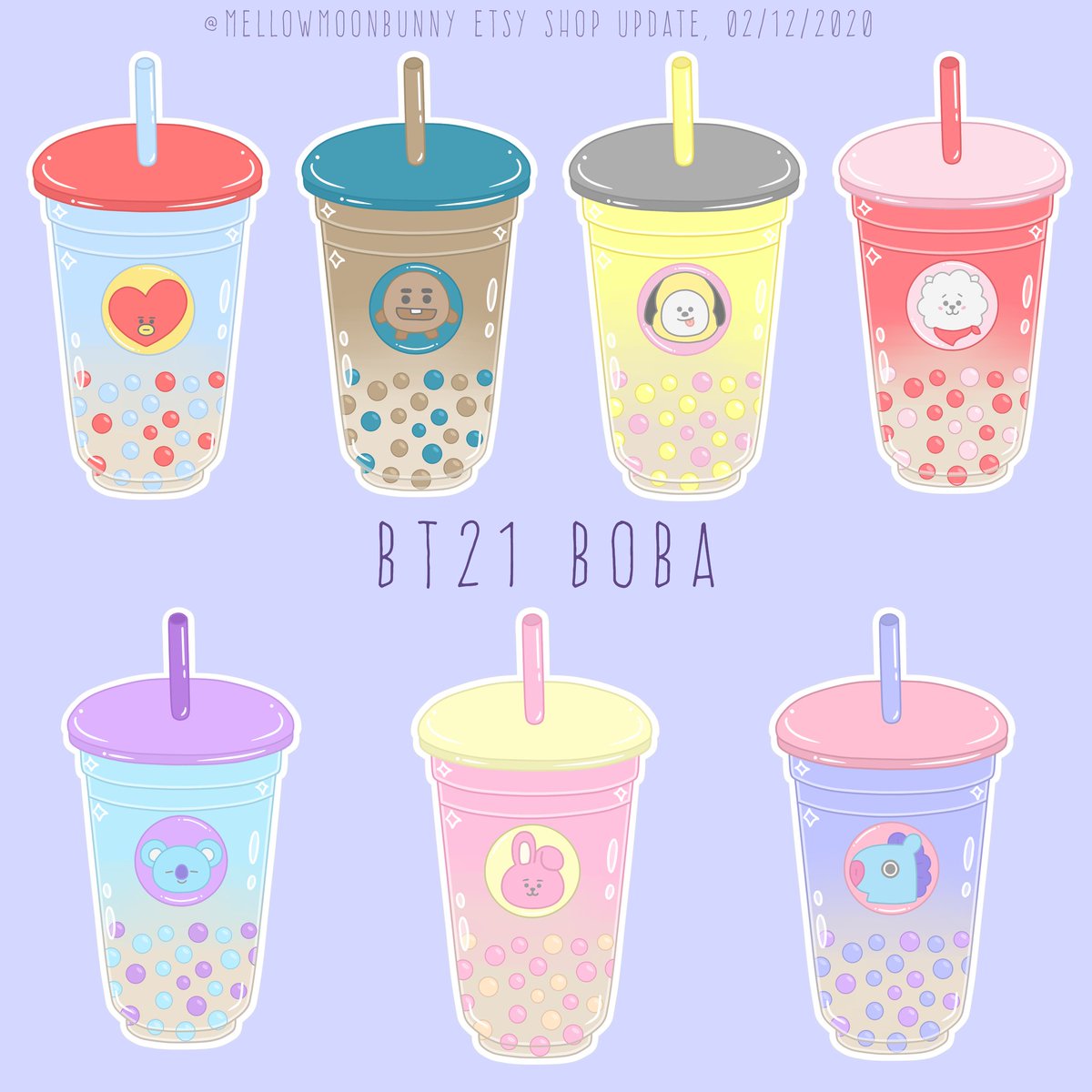 Paper & Party Supplies KPOP Bangtan Boba Stickers Stickers, Labels ...