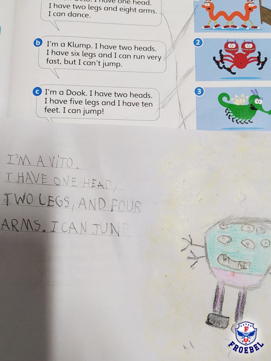 cfroebelsc's tweet image. Os alunos do 1º ano A e B produziram um FUNNY MONSTER e descreveram ele em inglês. Confira alguns registros!
.
.
.
#bilingue #froebelbilingue #programabilingue #froebel #sbs #campoalegre #pien #rionegrinho #juntossomosfortes #feitodepessoas #matriculasabertas #vemprofroebel