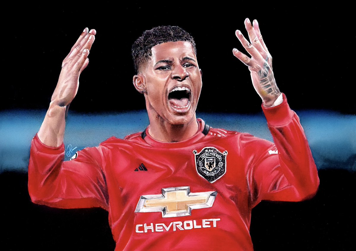 reebeccathomson's tweet image. Finished coloured pencil drawing of @ManUtd Marcus Rashford ✏️⚽️

I’ve got a huge amount of respect for the work this guy does! 

#MUFC #WHUMUN @MarcusRashford