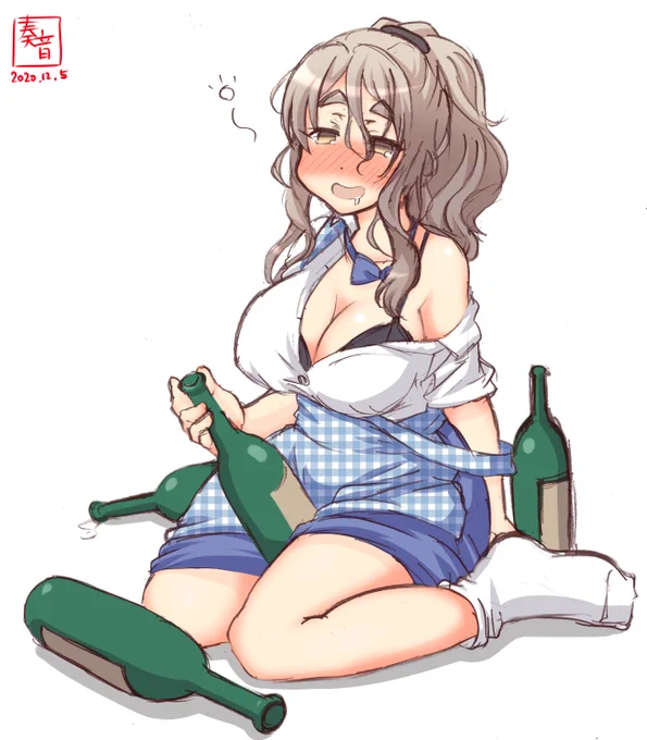 「…あ、てんちょお♪ ウィ～
 こんなところで…何をしているのか…ですかぁ?
 ぽぉら、注文があったのでワインを取りに…取りに…
 来たんですけど… ん～
 品切れみたいですねぇ～ ヒック!」

#艦これ版深夜の真剣お絵描き60分一本勝負
#艦これ版真剣お絵描き60分一本勝負_20201205
#ポーラ 