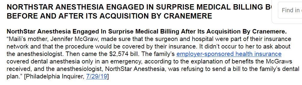 What did NorthStar -- that Zients buddies at the Post Editorial Board think is unimportant -- do? During Cranemere's due diligence AND post-purchase, they engaged in surprise medical billing. (5/x)