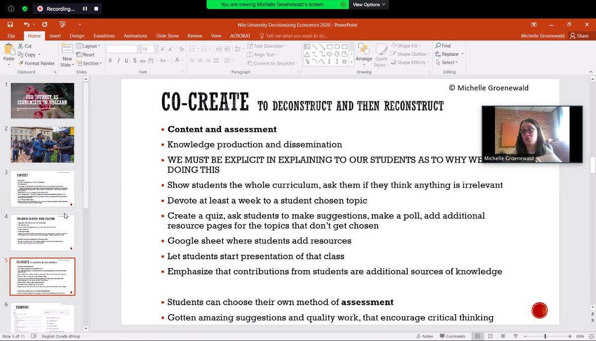 Decolonizing economics will involve greater collaboration among students and teachers to co-create content -  @mmmgroenewald