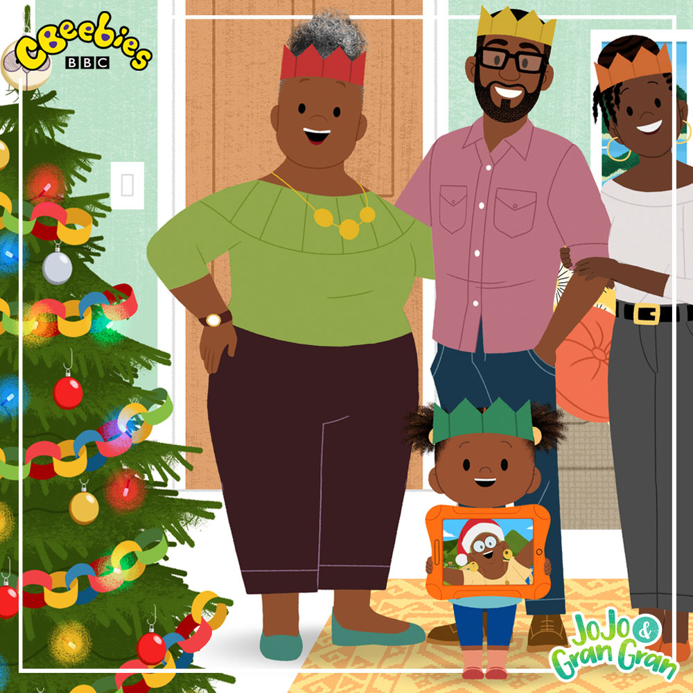 CBeebiesHQ's tweet photo. Christmas has arrived in the #JoJoandGranGran house 🎄🥰

Stream the #Christmas special now on iPlayer! 🙌 https://t.co/VxNewFohqQ