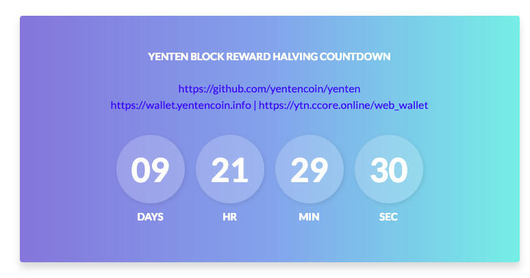 yentencoin's tweet photo. very little time left before halving ...
Online countdown - https://t.co/bm9xavM8eB
#yenten #yespower #yespowerr16 #cpupower #mining #cpumining #ytn #cpuchain #sugarchain #power2b #microbitcoin #cpucoin @halving https://t.co/l9kx6RhGl6