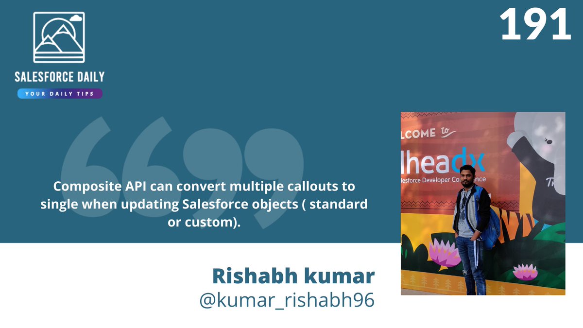 JollyPaarth's tweet photo. #SalesforceDaily Your Daily Tip - 191
#Trailblazer - @kumar_rishabh96 
 
Category - Integration
Submit your #Salesforce Tip!
https://t.co/dVCD07MnUU

@Akash_SFDC
@pritamsfdc @vipulgoel19
 
Follow Previous Missed Tips: https://t.co/iSUVXmbZH9
#SalesforceOhana https://t.co/8ymeomUxKh
