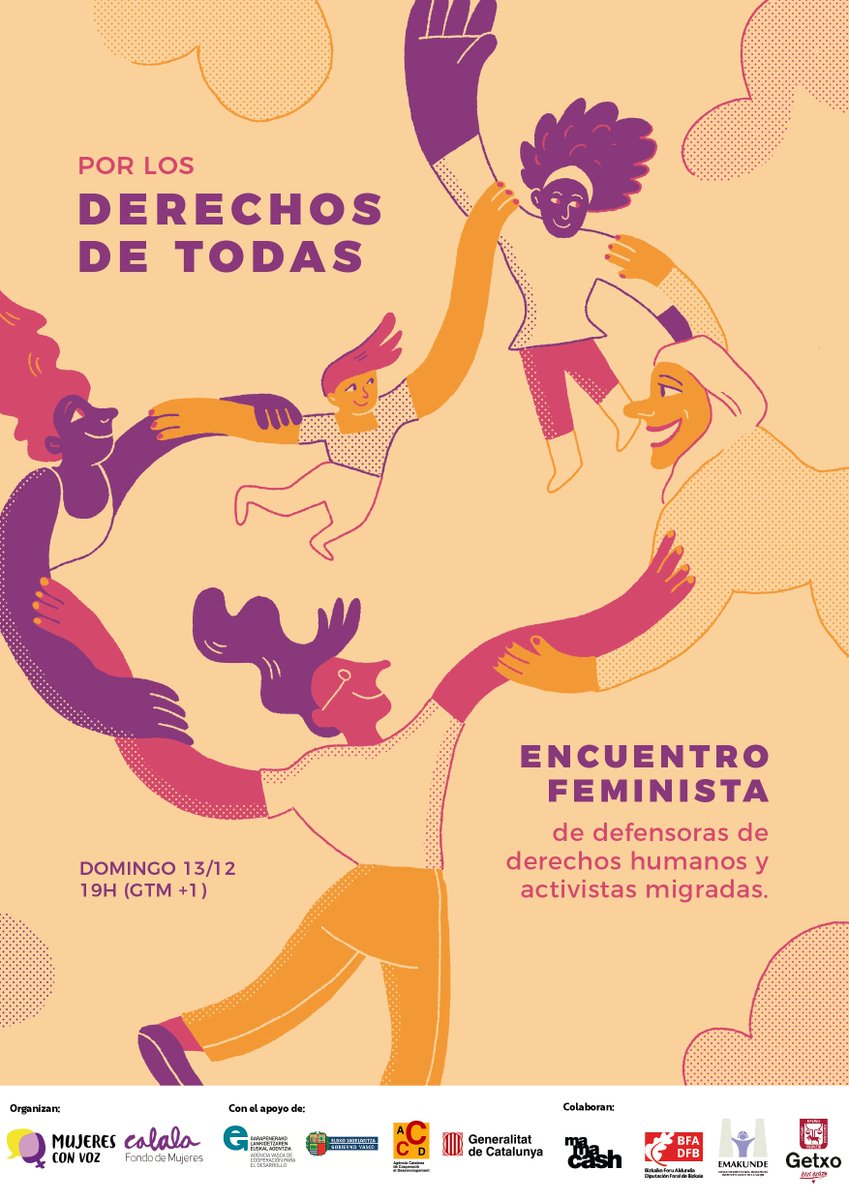 calalafondo's tweet photo. 🔜El domingo (13/12), os invitamos a conocer a los grupos de mujeres que apoyamos, y a honrar su trabajo, en este encuentro internacional de #defensorasDDHH y activistas migradas que hemos financiado, y organizado con @mujconvoz 💜
📩¡Inscríbete! https://t.co/ts2fIcxNp3 https://t.co/YCwIW9kvwR