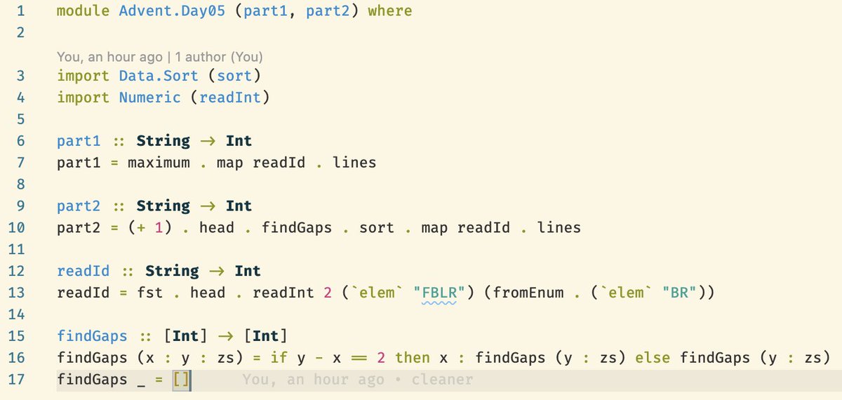 @junpenglao Actually... today was pretty clean! #haskell #AdventOfCode