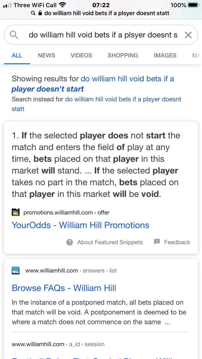 LyamMathew's tweet photo. @WilliamHill voiding winning bets is an absolute joke!!! Wtf are they playing at. Not gonna be betting with them again! https://t.co/VsWegYuqIe