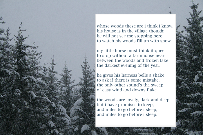 matthew cuthbert: "stopping by woods on a snowy evening" by robert frost