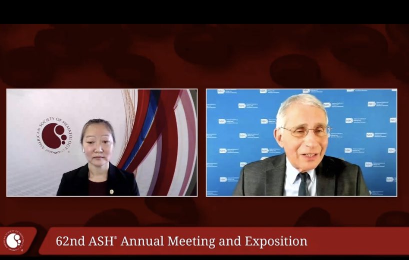 rockwell_pharmd's tweet photo. Incredible fireside chat with Dr. Fauci this morning at #ASH20. #legend #scienceis👑 https://t.co/mOU6APj8OS