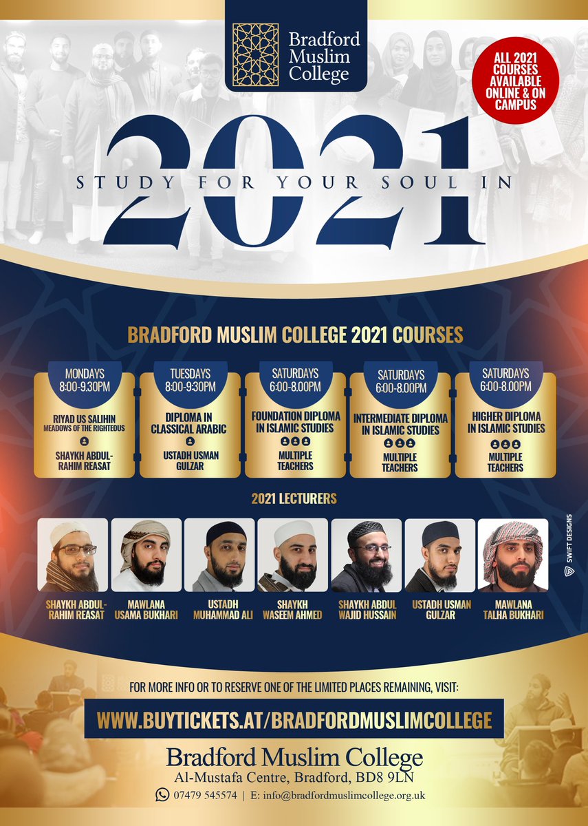 BradMusCollege's tweet photo. Are those who have knowledge and those who have no knowledge alike? (Quran, 39:9)
Make 2021 the year that your life changed for the better. Begin a sacred journey and come join us to #StudyForYourSoul
‣‣‣ https://t.co/4axB4r5Prs… https://t.co/amOQ1WMhHh