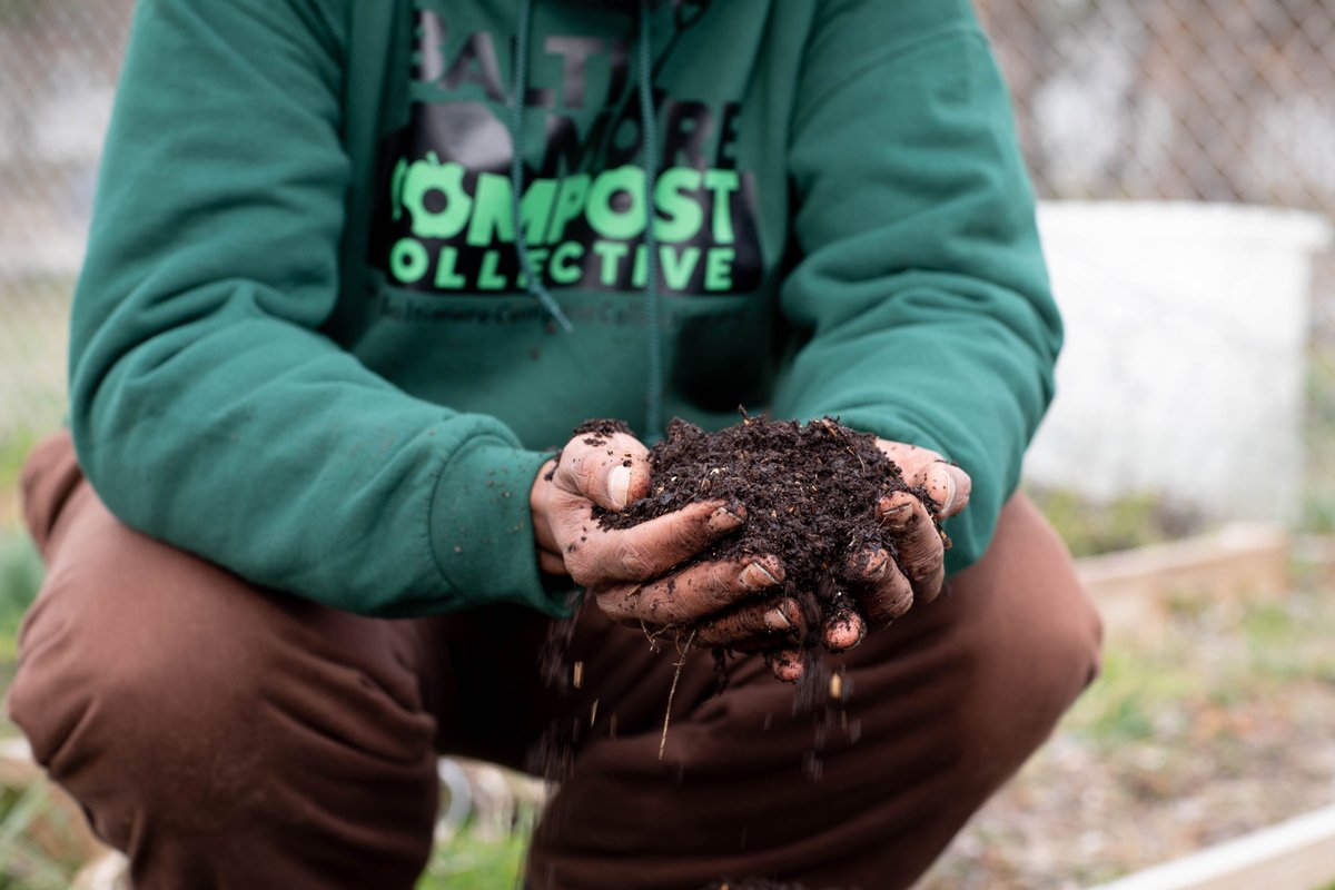 “So I train youth on the art of small scale composting, and they run this food scrap collection service, bring the food scraps back to Filbert Street Garden, process it, and make it into Black gold.”—Marvin Hayes, manager of  @bmorecompost  #WorldSoilDay ( Miriam Doan)