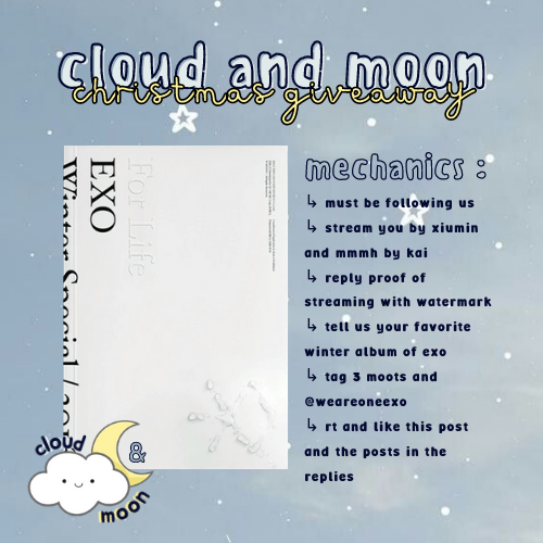 cloudmoonph's tweet photo. "We're famous for our winter albums. EXO's winter albums." - Suho, 2018

☁️ unsealed for life album giveaway🌙

get a chance to win one of EXO's famous winter albums by following the mechanics below 🥰

ENDS : December 20 | 6:14 PM

tag your moots ! <333 https://t.co/kFIJ8ygrjb
